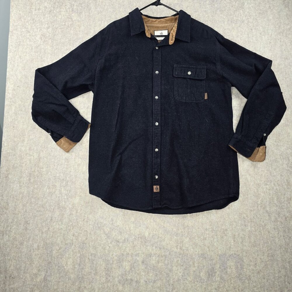 Legendary Whitetails Mens XLT Black Shirt Corduroy Collar & Cuffs 100% Cotton